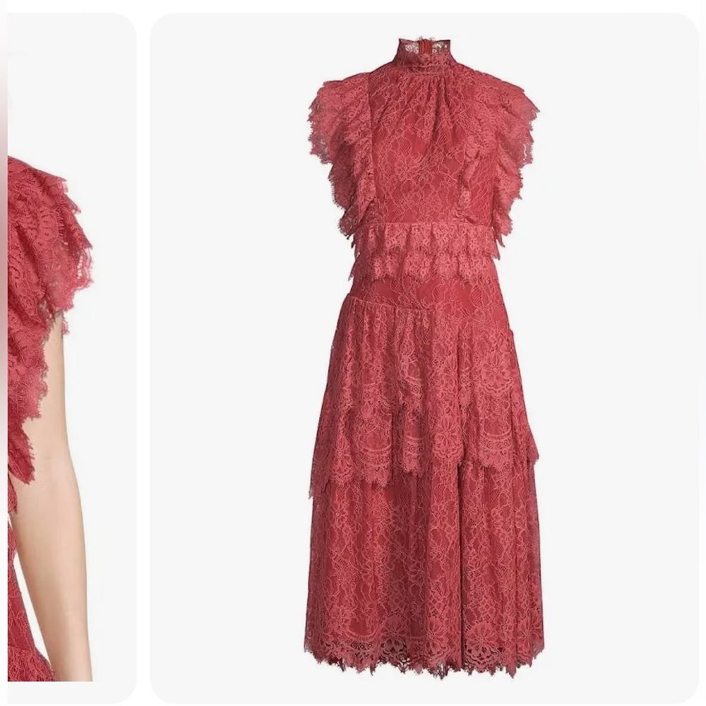 Rachel Parcell Lace Midi Dress in Rust - Picture 3 of 8
